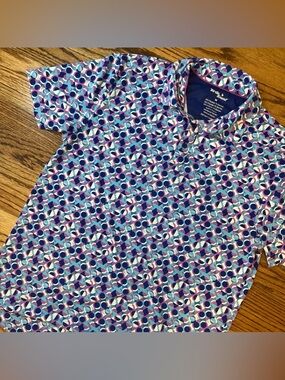 Birdie Bound Geometric Multicolor Performance Golf Polo Shirt Men's Size M Gorp